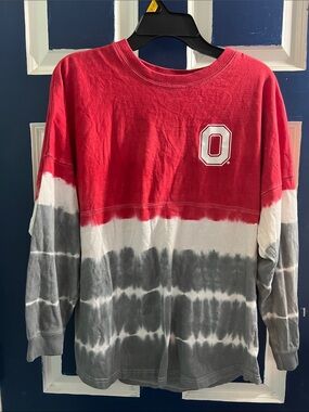 J. America Red, White & Gray Tie-Dye Long Sleeve Tee